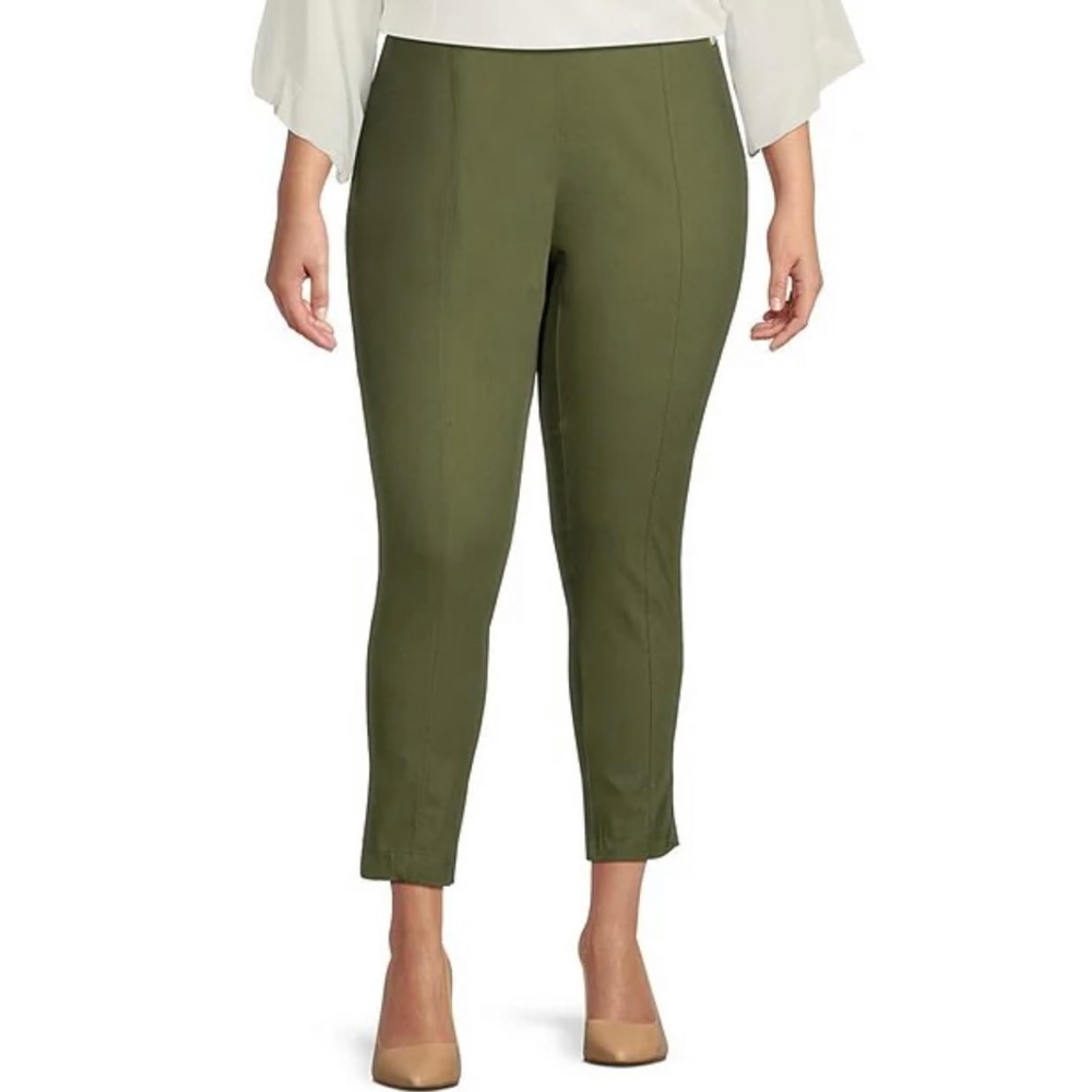 COLLEEN LOPEZ elastic waist pull on green ankle pants women size 1X